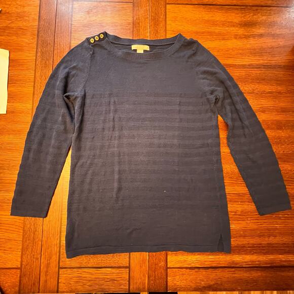 Banana Republic Shoulder Button Crew Neck Pullover Sweater Blue Size Medium - Picture 5 of 9